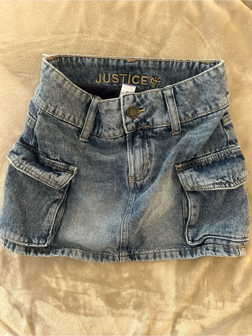 Size 8 Justice Girls' Light Blue Denim Cargo Skort
